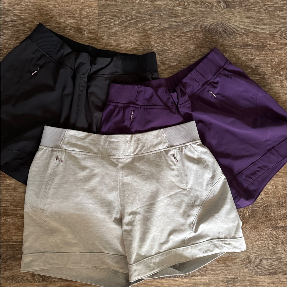 Calla Women's Athletic Shorts in Black, Purple, and Gray